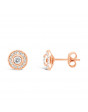 Round Halo Set Diamond Earrings, in 18ct Rose Gold. Tdw 0.65ct
